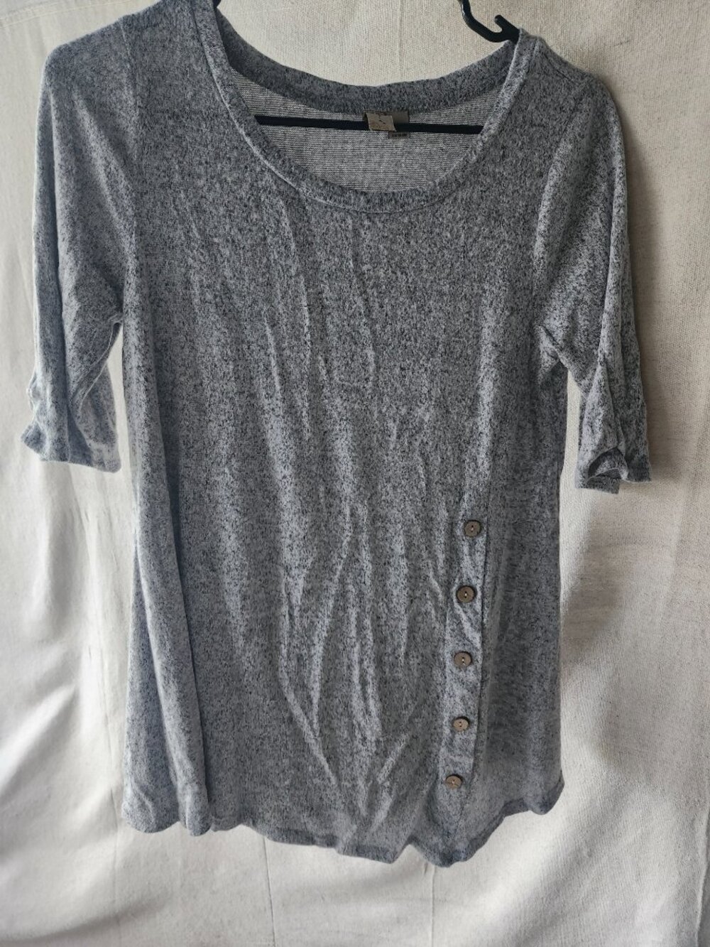 Misia Women’s Medium Heather Gray 3/4 Sleeve Sweater Button Detail NWOT